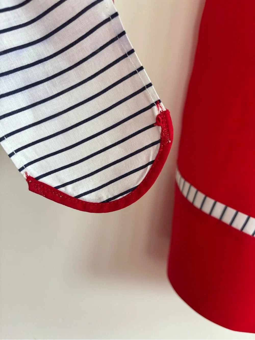 Vintage Handmade Red White & Blue Half Apron with Pocket